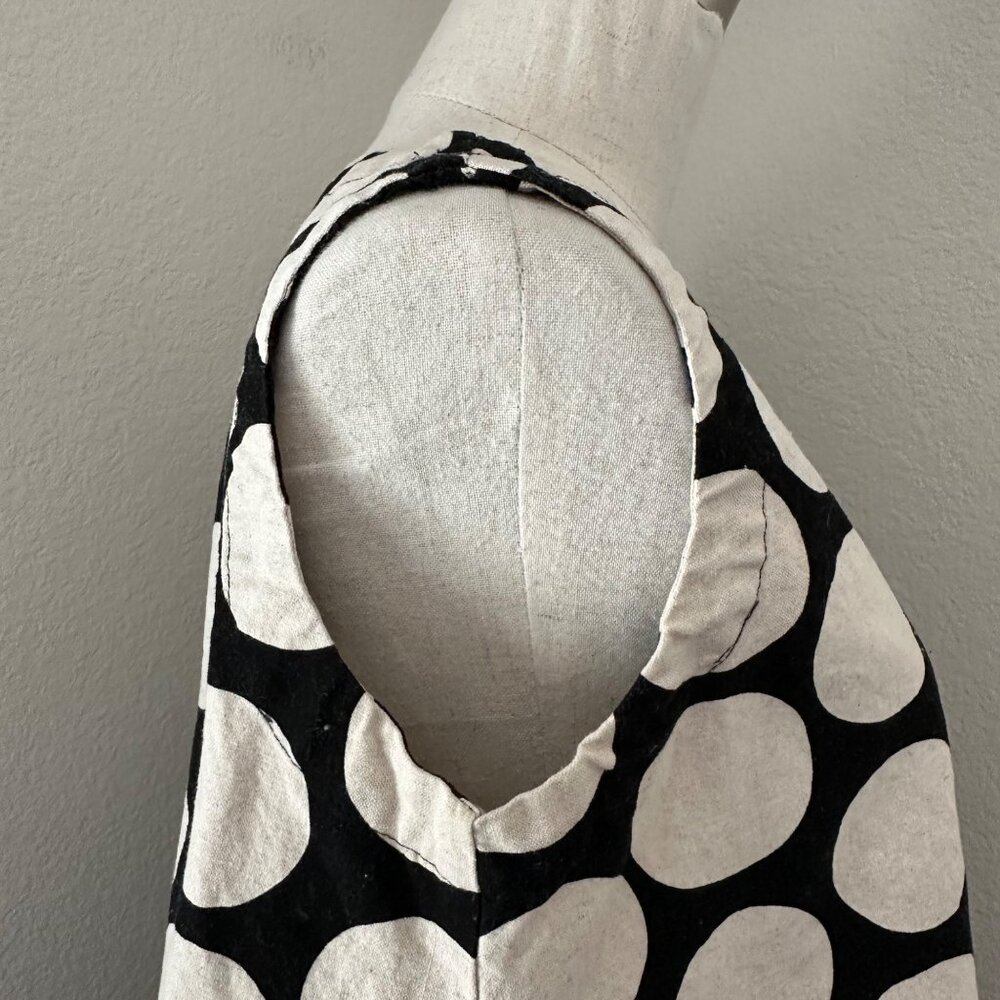 Eleven Stitch Design Pullover Bubble Short Dress Sleeveless Flax Blend Beige Pol - Picture 5 of 12